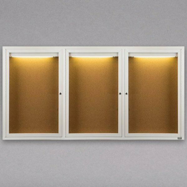 Aarco EBC3624 36in x 24in Enclosed Hinged Locking 1 Door Bulletin Board with Aluminum Frame 116EBC3624